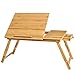 Produktbild Homfa Bambus Laptopständer höhenverstellbar Laptoptisch fürs Bett Notebooktisch Betttisch mit Schublade Knietisch kippbar in 5 Stufen als Betttablett Frühstückstablett klappbar 55x35x4-31cm (TxBxH)