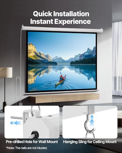 Image of VEVOR Motorized Projector Screen, 72 inch 4:3 1080 HD Electric Projection Screen, Wall Mounted Projection Dispaly Projector with Remote Control, Automatic Movie Screen for Family Home Office Theater