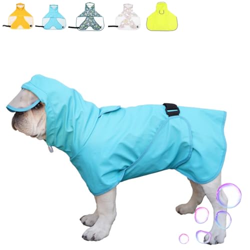 JOYFUSION 犬 レインコート 犬用傘 防水 着せやすい こーひ 完全防水 速乾ショール 梅雨対策 透明フード付きケープ 着脱簡単 防雪 透湿 軽量 マジックテープ サイズ調整可能 小型犬 中型犬用 大型犬 防塵 梅雨対策 耐久性あり(ブルー 3XL