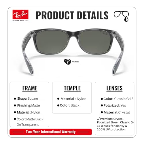 Image of Ray-Ban RB2132 NEW WAYFARER CLASSIC Square Shaped Sunglasses for Men & Women with Official RAYBAN Eyewear Kit
