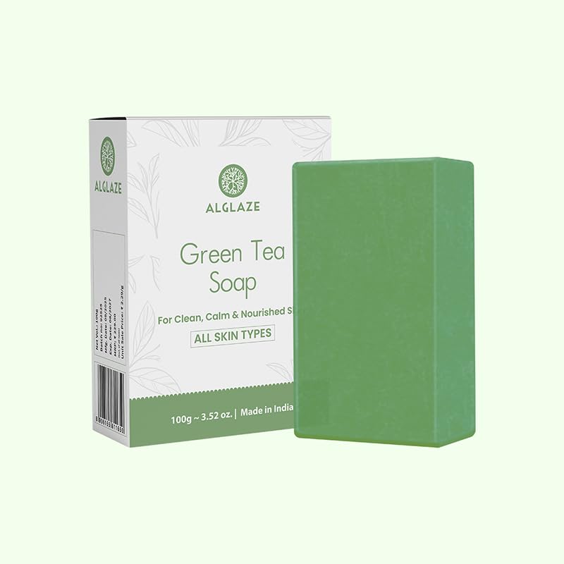 Image of Green Tea Soap With Shea Butter & Jojoba Oil | Cleanses, Calms & Nourishes | 100 g (Pack of 4)
