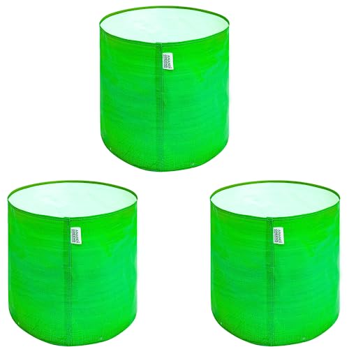 Image of Anandi Green's Premium HDPE Uv Protected 220 GSM Round Shaped Green Colour Plants Grow Bags Suitable for Terrace and Vegetable Gardening (Pack of 3, 15X15 INCH)