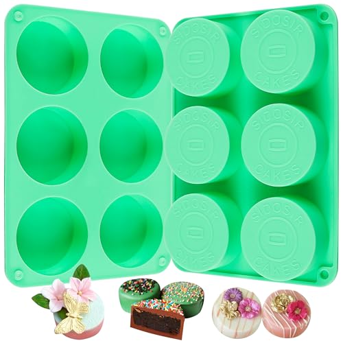 Image of Siodisr 2Pcs Oreo Cookie Chocolate Silicone Mold, 6-Cavity Round Cylinder Oreo Chocolate Cover Molds for Candy, Silicone Baking Molds for Mini Cakes, Jelly