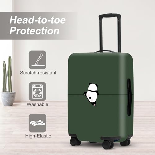 Image of Adorable Panda Bear Luggage Cover Set, Asian Animal Print Elastic Suitcase Protector, Travel Gear for China Trips, Gifts for Panda Lovers