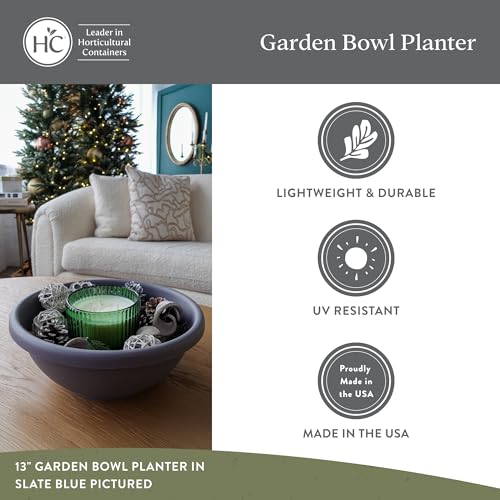 The HC Companies Shallow Planter with Drainage - Contemporary Garden Bowl Planter for Flowers, Herbs & More - Round Succulent Planter Pot for Indoors and Outdoors (20" Slate Blue, Pack of 1) by The HC Companies - Used condition - Image 4
