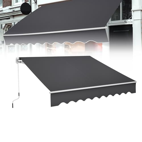 Froadp Marquise à Bras Articulé, Auvent en Aluminium et Polyester, Store Balcon Pare Soleil Réglable Longueur, Store Banne Étanche et Résistant aux UV...