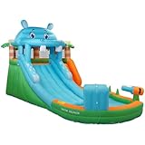 MYJYG バウンスハウス エアー遊具 大型プール 大型遊具 すべり台 ウォータースライダー ボールプール ジャンプ台 ふわふわ遊具 トランポリン 水遊び 子供用 家庭用 ブロワー付き すべりだい インフレータブル ウォーターパーク こどもの日 誕生日プレゼント ギフト フェンス (73049)