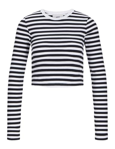 T-Shirt Manches Longues Femme Côtelé Rayé Col Rond Coupe Ajustée