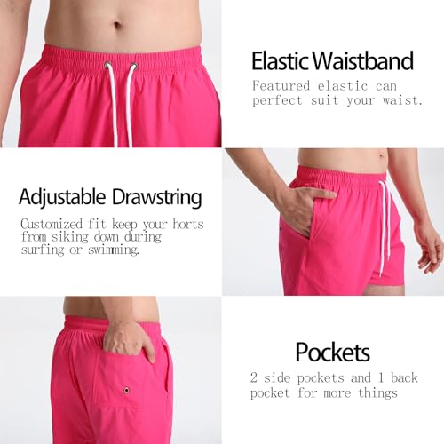 Men's Swim Trunks 5 Inch Quick Dry Board Shorts Mesh Lining Swimming Trunks Beach Shorts for Men Bathing Suits4