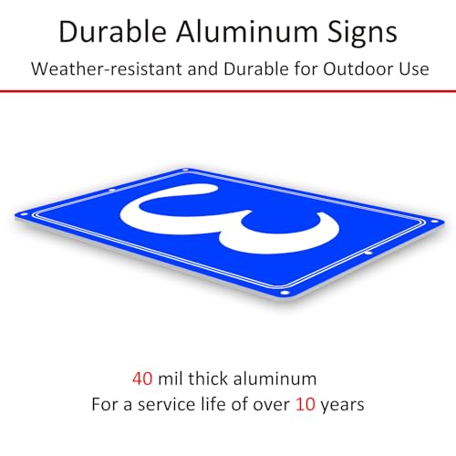 Image of Premium Aluminum Number Signs 3, Metal 12 inch X 8 inch Blue Numbered Signs Outdoor for Parking Lots, Floor, Dock, Court, Aisle, Field, High Visibility, No Fade, Weather-resistant