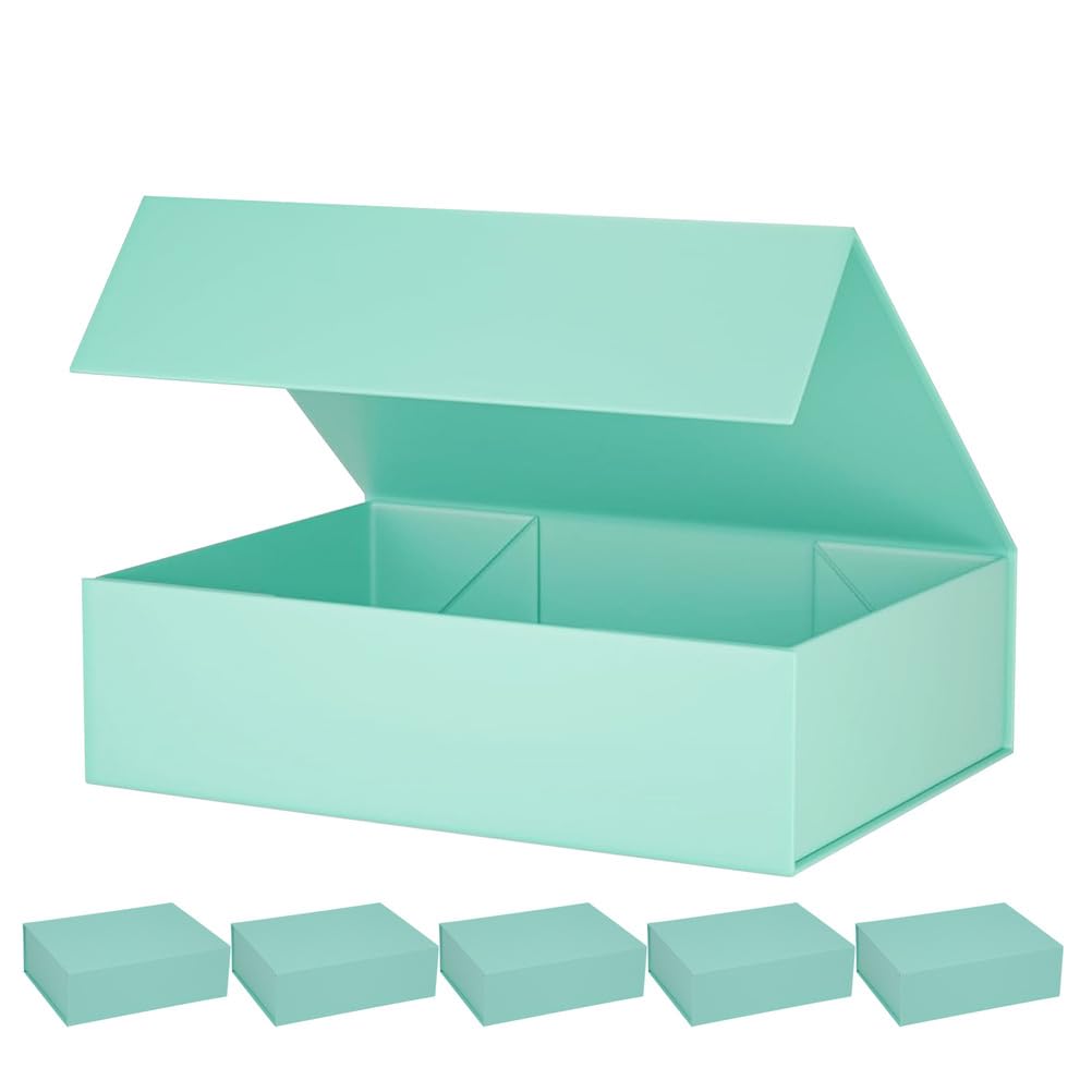 Scatola Regalo Verde 26X19x8 cm Con Coperchio A Chiusura Magnetica Confezione Da 6 Scatole Regalo Per Regali, Per Compleanno, Natale, Proposta Di Matrimonio, Festa Della Mamma