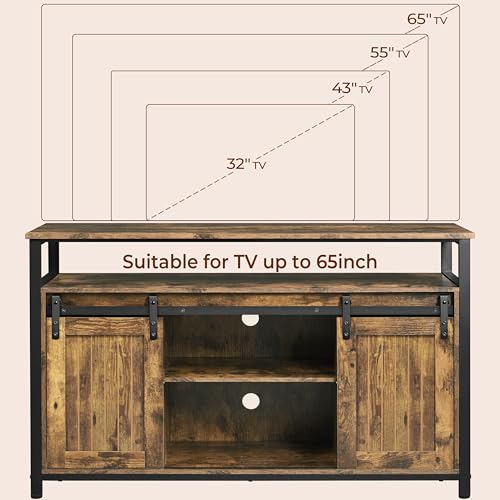 Yaheetech TV Stand for 65 Inch TV, Farmhouse Entertainment Center with Storage, Wood Tall TV Stands for Living Room with Sliding Barn Doors, Rustic Brown - Image 5
