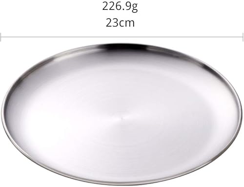 Miniatura 10 de Buyer Star Paquete de 2 platos llanos de metal, acero inoxidable, resistentes, platos redondos de metal de 9 pulgadas, aptos para lavavajillas, sin