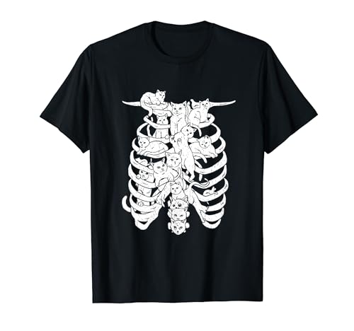 Gato columna vertebral esqueleto gatito amor lindo retro vintage Camiseta