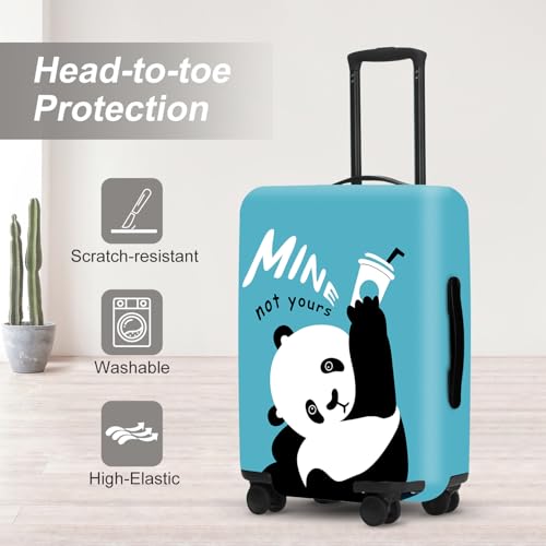 Image of Panda Luggage Protector, Washable Suitcase Case with inchMin inch Text & Beer Mug Cute Anti-scratch for 24 inch,26 inch Bag