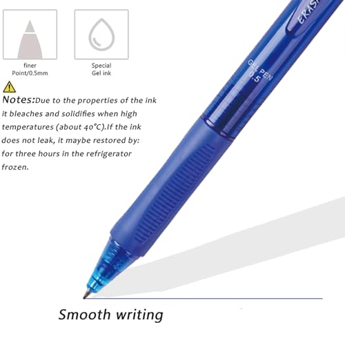 6 bolígrafos borrables retráctiles tinta azul 0.5mm miniatura 5
