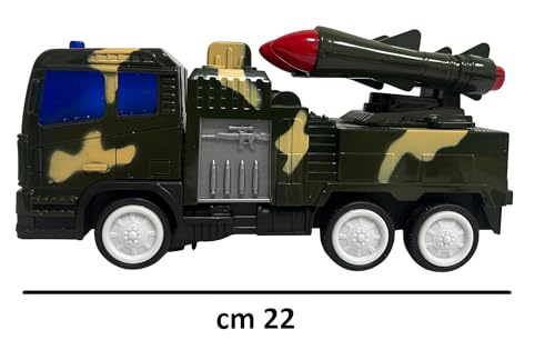 Großer Panzer 22 cm mit Lichtern und Soundeffekten Bewegung Bump & Go Drehbarer Turm 360° Battle Tank LKW Militär Fahrzeug Camouflage Spielzeug, verschiedene Farben zufällig