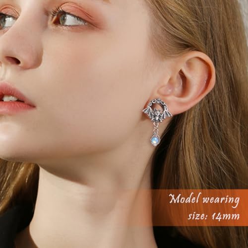 2PCS Stainless Steel Ear Dangle Gauges Plugs Bat Skull Chain Screw Fit Flared Ear Tunnels and Plugs Expander Earrings For Women Men Body Piercing Jewelry3