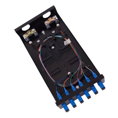 Image of SC SM 6Port Box +Cables Wall Mount Fiber Enclosure with Splicing Module and Loaded 6 Port SC-UPC Singlemode LGX Panel