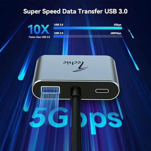 Image of Techie Type-C 4-in-1 Hub with HDMI 4K, VGA 1080P, USB 3.0 5Gbps, and 100W Power Delivery for MacBook iPad Pro Windows Laptops and Tablets (Silver)