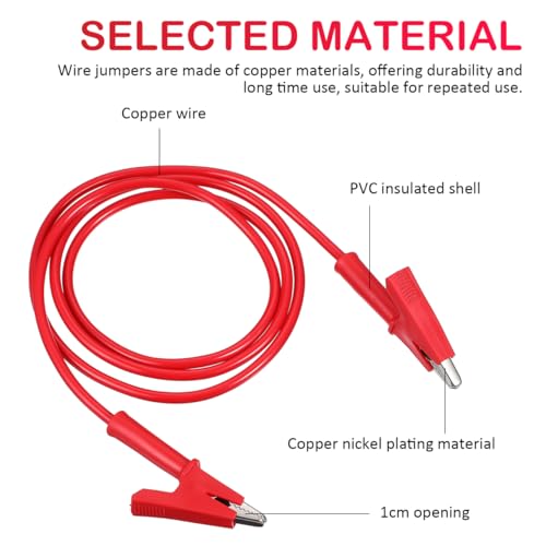 Image of OUNONA Jumper Wire Kit with Alligator Clips 8 Pcs Electrical Test Leads Dual Ended Clip Wires for Multimeter Testing Circuit Connections Red and Black 39.37 in