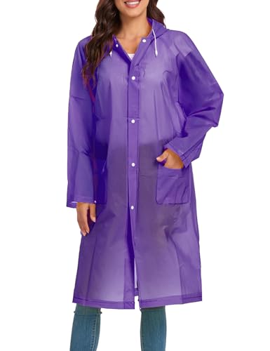 Image of Raincoats for Women Men Reusable Portable Waterproof EVA Long Rain Ponchos with Hoods