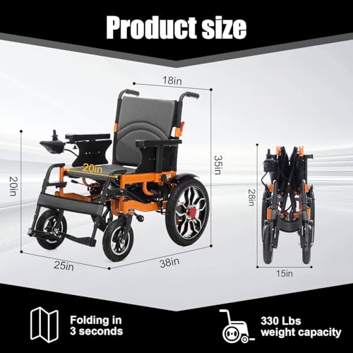 All Terrain Electric Wheelchair,Lightweight Electric Wheelchairs for Adults,25 Miles Foldable Power Wheelchair with Removable Battery,Portable Motorized Wheelchair for Seniors,Travel Size (8005)