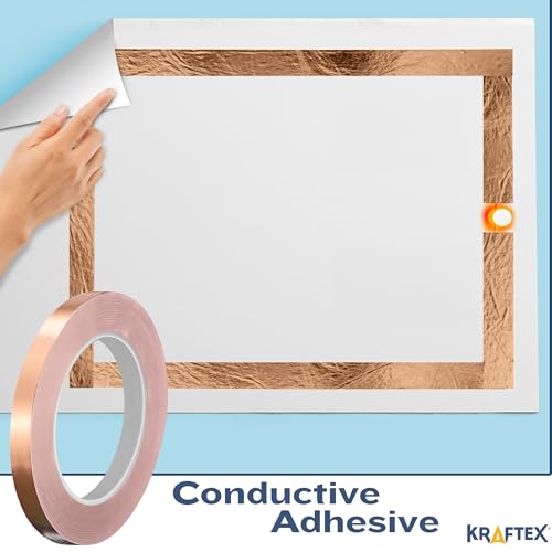 Image of Kraftex Copper Tape 1 /2 inch x 66ft. Copper Foil Tape for Stained Glass Soldering with Conductive Adhesive. Great Shielding for Guitars, EMI Shielding, Jewlery Making and Crafts