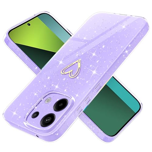 Yichxu Cover per Xiaomi Redmi Note 13 Pro 5G Custodia Glitter TPU Silicone Brillantini ​Motivo Cuore Sottile Morbid Antiurto Paraurti Protettiva Case per Redmi Note 13 Pro 5G, Rosa