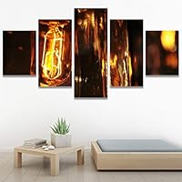SIGNWIN 5 Panel Canvas Wall Art Modern Art Abstract Closeup Industrial Modern Art Multicolor Patterns for Home Decorations Ready to Hang - 60
