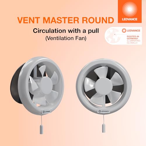 Image of LEDVANCE Round Exhaust Fan 6 inch (150 mm) | Suitable for Kitchen, Bathroom & Washroom | Protection from Birds | Pull Cord Ensures Convenience | 100% Copper Motor | Round Shape | 2 Year Warranty