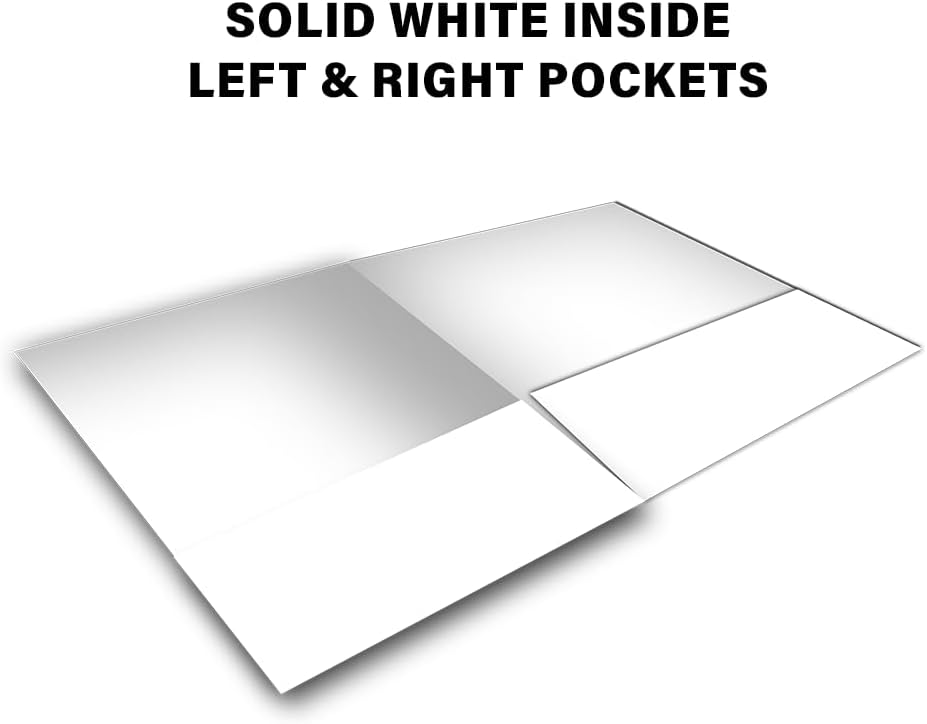 Custom Printed Folders with Pockets – 9x12 inches Thick Personalized Presentation Folders – 5 Pack