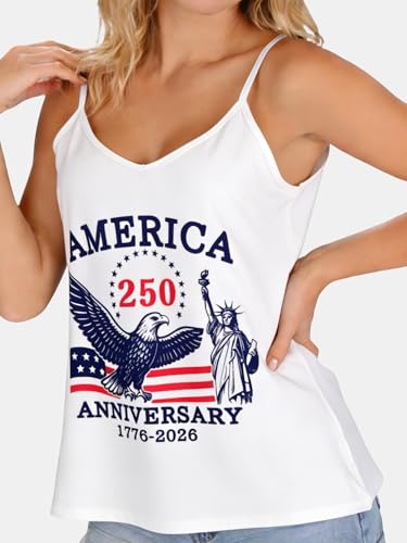 Image of Ibeauti American Flag Tank Tops for Women 4th of July Outfits Camisoles Patriotic 250th Anniversary USA Shirts