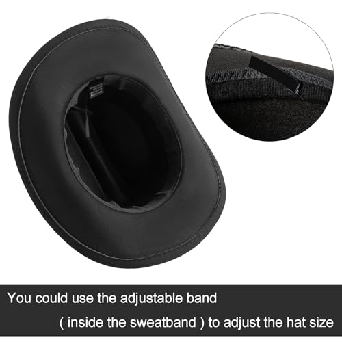 Jastore Kids Western Cowboy Hat for Girl Boy Wide Brim Beach Cowgirl Hat with Belt Buckle Cattleman Cowboys Hats4