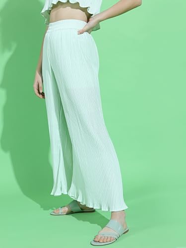 Image of Tokyo Talkies Women's Flared Wide Leg Trousers| Mid-Rise
