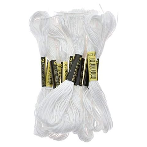 Six Strand Cross Stitch Embroidery Floss Thread 8.7 Yards - Black 12Pcs (White-01) Cover