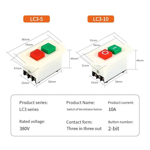 Interrupteur ON-OFF LC3-10 triphasé 10A pour commande de perceuse - 6