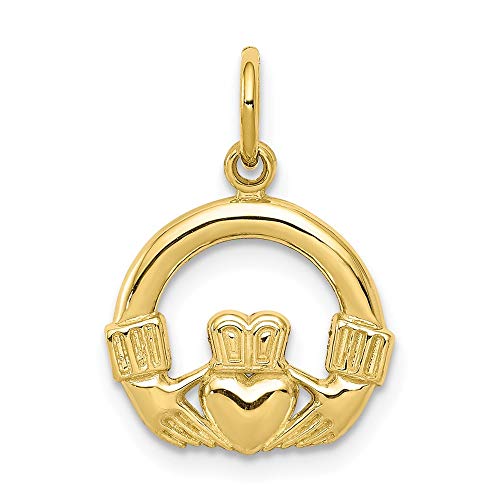 10k Yellow Gold Irish Claddagh Celtic Knot Pendant Charm Necklace Fine Jewelry For Women Gifts For Her
