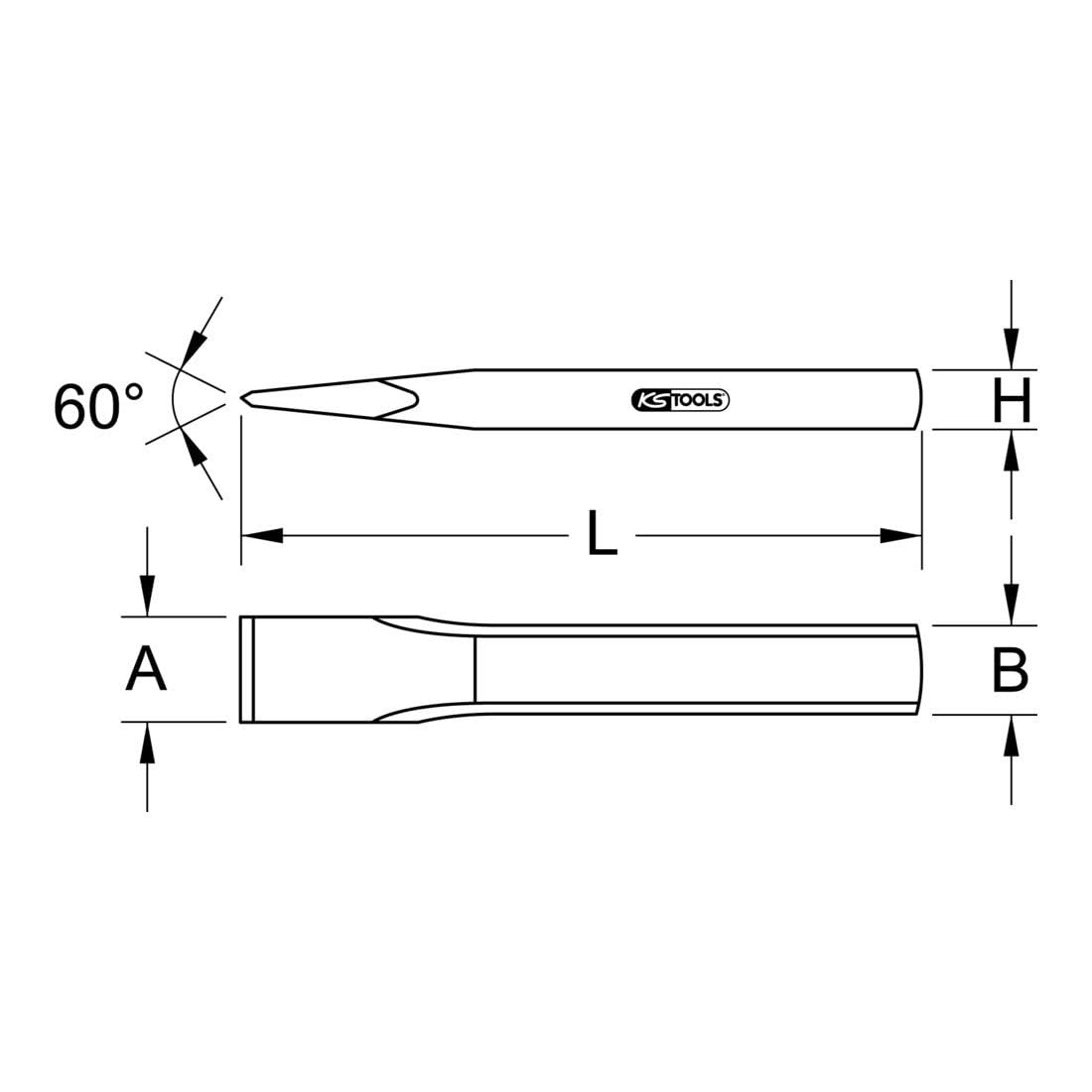 KS TOOLS Burin plat, ovale, 200x27mm, argenté 156.0693