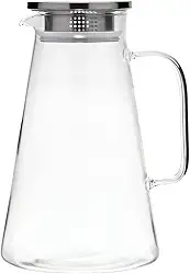 Mimo Style Jarra de Vidro Com Tampa 1,8L, Feita em Vidro Borossilicato e Aço Inoxidável. Para Servir Suco, Água Saborizada ou Qualquer Outra Bebida. Lindae Elegante