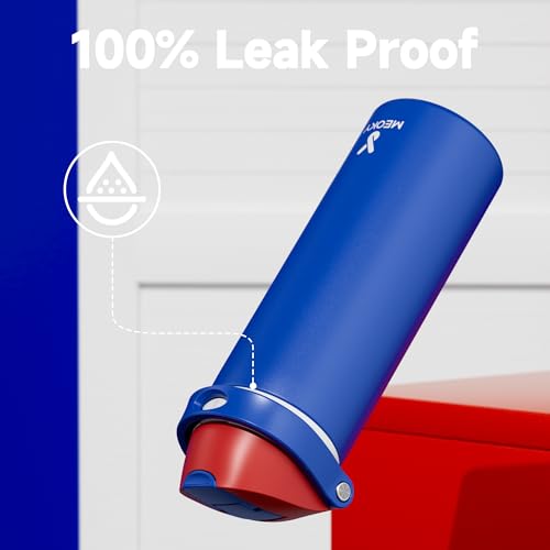 Image of 24 oz Insulated Water Bottle for Men: Meoky Stainless Steel Water Bottle with 2-in-1 Straw and Spout Lid - Leak Proof, Cold for 24 Hours, Fits in Car Cup Holder, BPA-Free for Sports Travel, Navy Blue