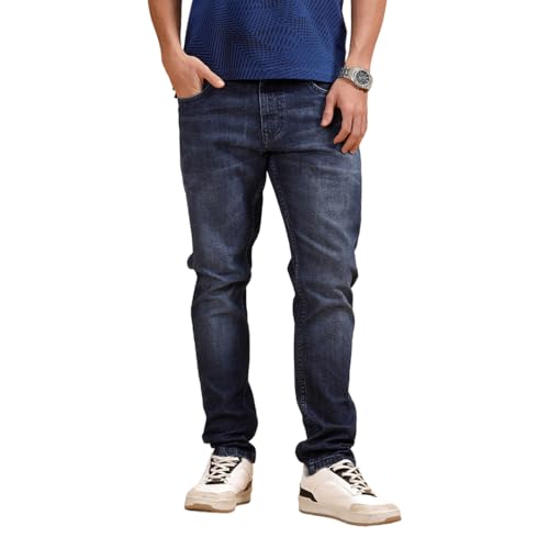 Image of WROGN Men's Stretch Cotton Jeans | Solid | Slim Fit