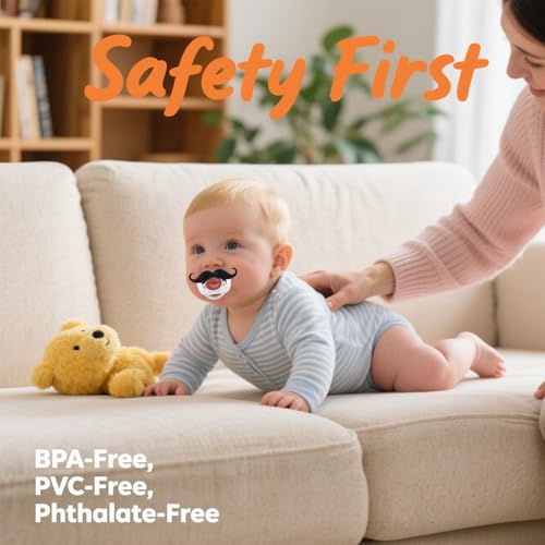 Image of Funny Baby Pacifiers,Mustache Pacifiers 0-18 Months for Babies,Mustache Binky,Gift for Newborns,Infants,Toddlers,Baby Boys,BPA Free(Mustache Pacifiers)