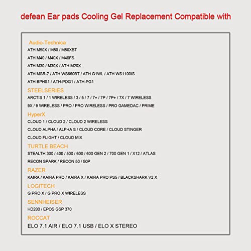 M50X Thicker Cooling Gel Ear Pads Replacement Ear Cushion Compatible with ATH M50X M40X / M50XBT / HyperX Cloud & Cloud 2 / SteelSeries Arctis 3 / 7 / 9X & Pro / Sony MDR 7506 / Stealth 600 Headset - Image 2