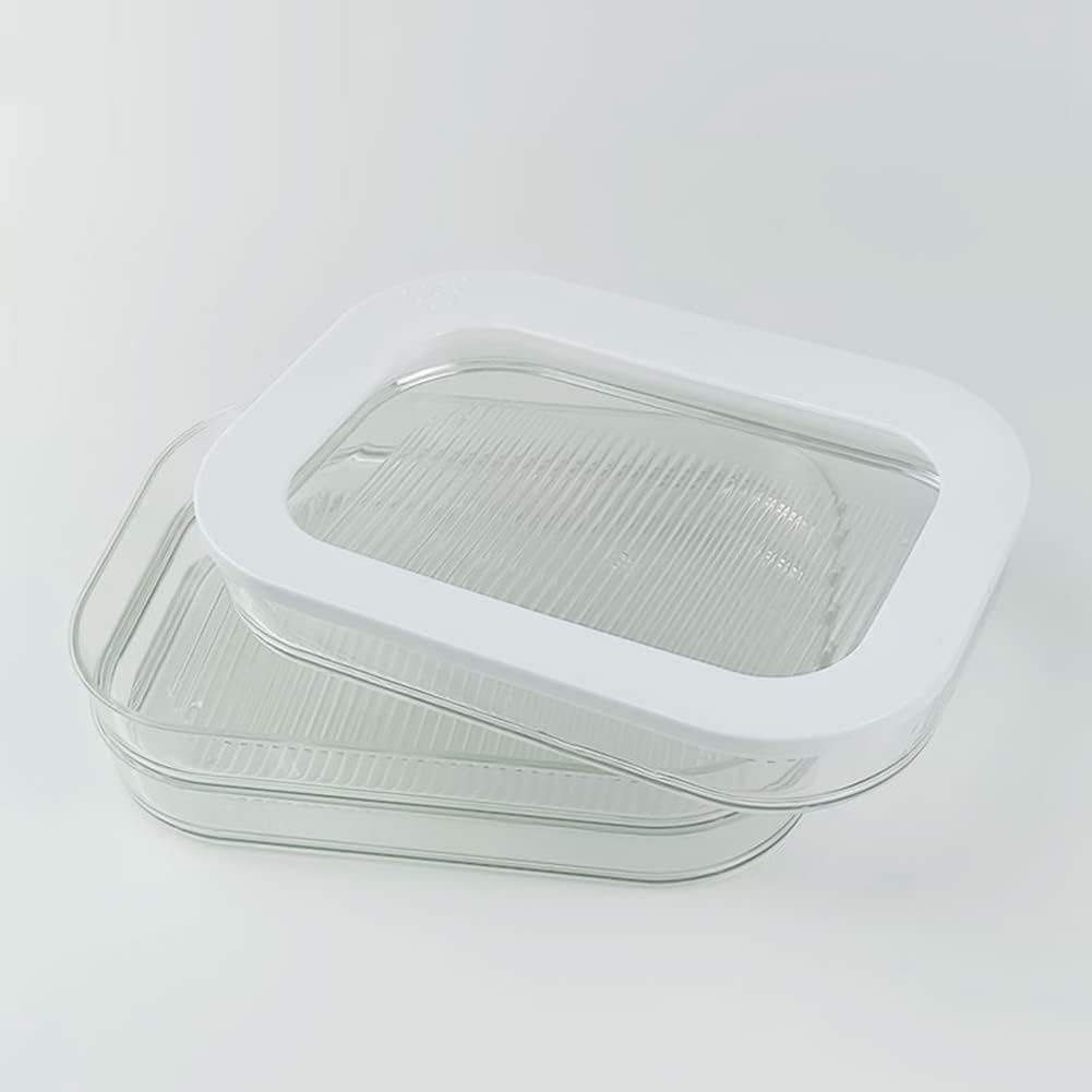 Luejnbogty 1.6L with 3 Tier Meat Pieces Storage Box Airtight Lid Dishwasher Safe 3Layer Crisper