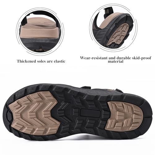 Image of Queday Mens Closed Toe Outdoor Hiking Sandals | Arch Support, 3 Adjustable Straps, Non-slip rubber outsole, Budget-friendly for beach, Daily, walking, fishing