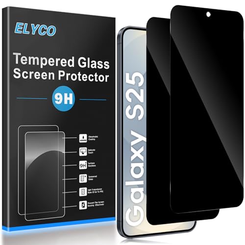 ELYCO Sichtschutz Schutzfolie für Samsung Galaxy S25 5G für Panzerglas 2 Stück Anti-Spy Sichtschutzfolie Sichtschutz Panzer Schutz Glas Privacy Displayschutz 9H Härte Kratzfest Blasenfrei