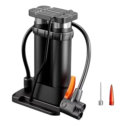 Menolana Bike Pump Bicycle Foot Pump Nonslip Repair Tool Versatile Accessories Air Inflator for Balls Cycling Sports Outdoor Road Bike, Double Cylinder