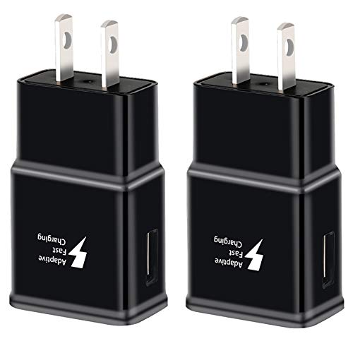 Adaptive Fast Charging Block USB Wall Charger, Swadaws 2-Pack Travel Quick Charger Adapter Compatible with Samsung Galaxy S21 S20/Ultra/Note 20/10/S10 S9 S8 S7 S6 Edge Plus Active, Note 5/8/9 (Black)