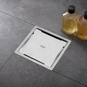 Ruhe Diamond Exclusive Square Floor Drain | 304-Grade Stainless Steel Drain Jali with Matte Finish | 6 x 6 inches | Floor Drainer with Cockroach Trap/Jali & Collar